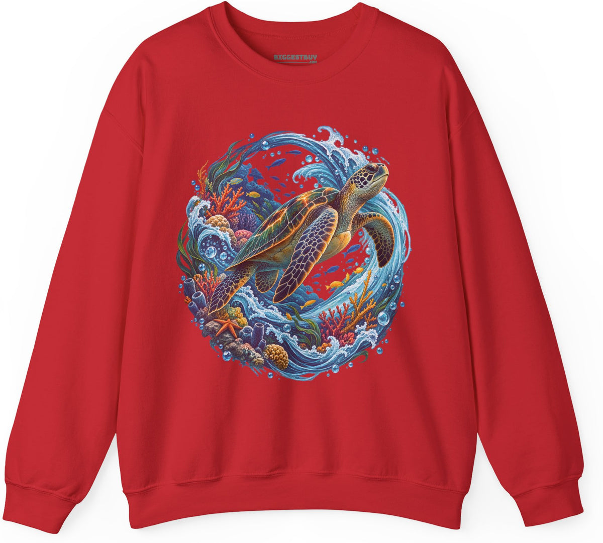 Sea Serenade - Crewneck Sweatshirt in Red, front view