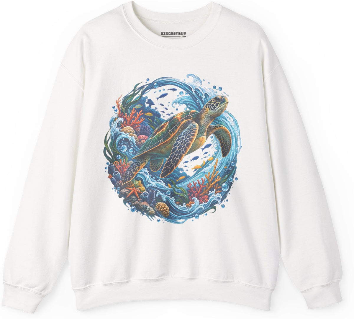 Sea Serenade - Crewneck Sweatshirt in White, front view