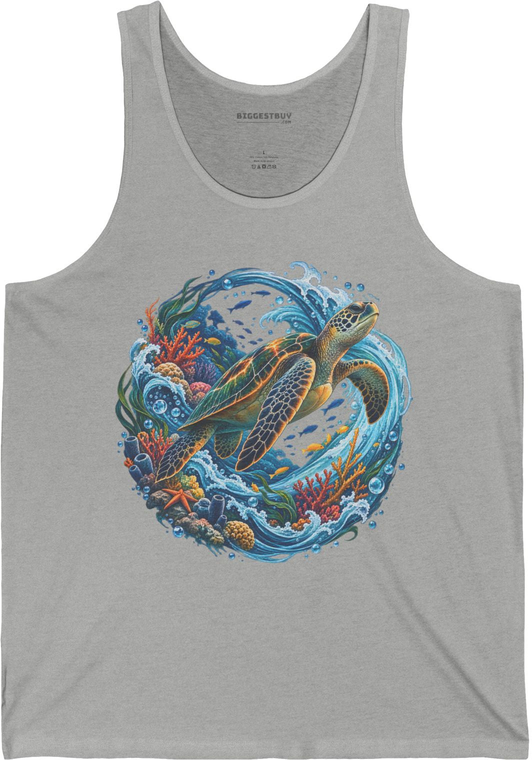 Sea Serenade - Jersey Tank Top in Athletic Heather, front view