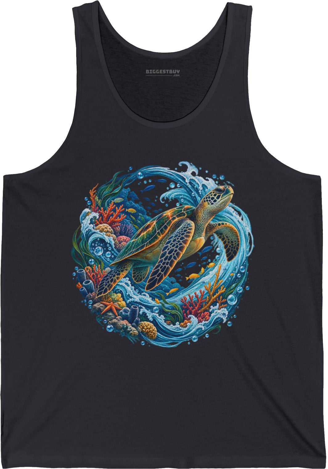 Sea Serenade - Jersey Tank Top in Dark Grey, front view