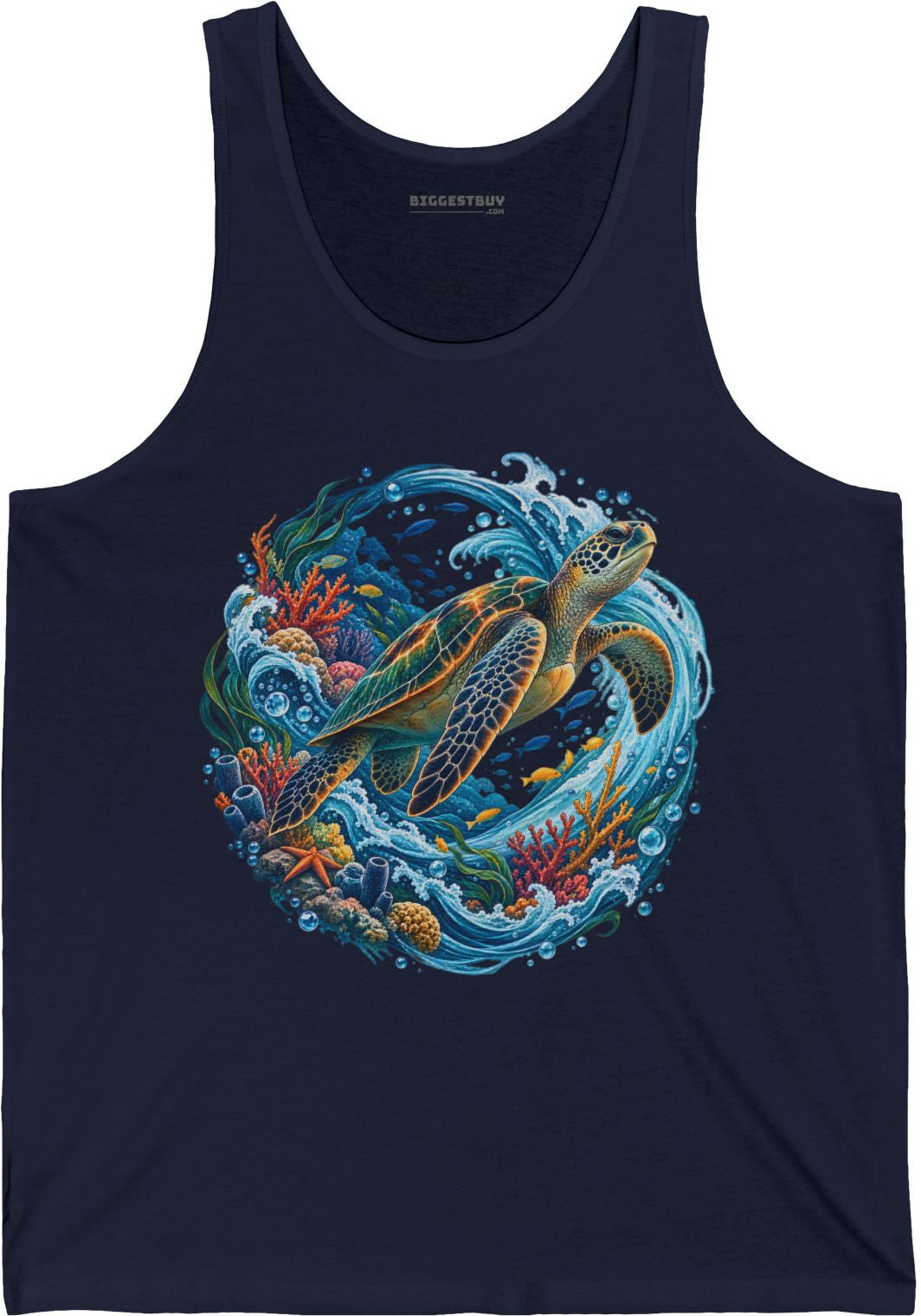 Sea Serenade - Jersey Tank Top in Navy, front view