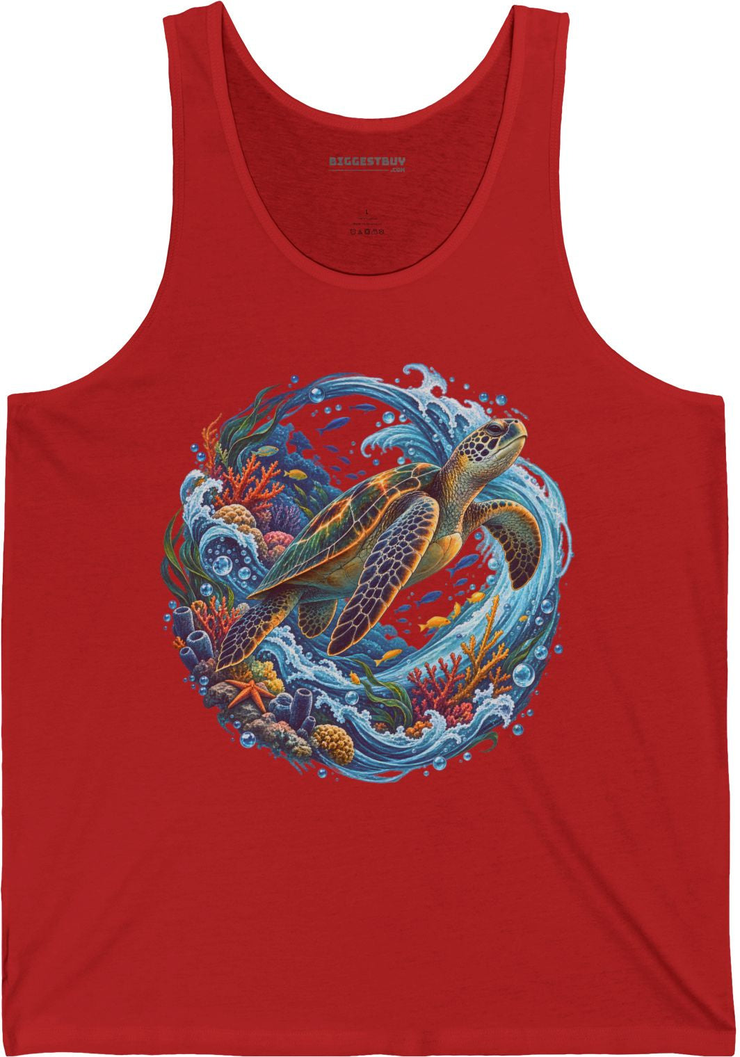 Sea Serenade - Jersey Tank Top in Red, front view