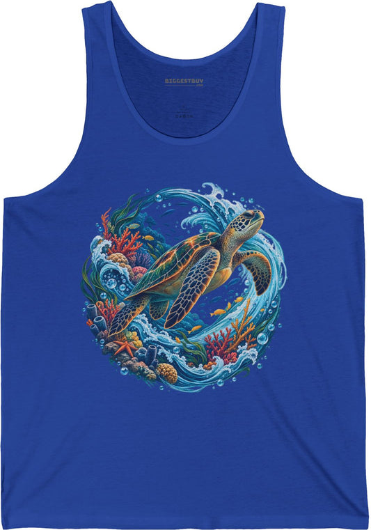 Sea Serenade - Jersey Tank Top in True Royal, front view