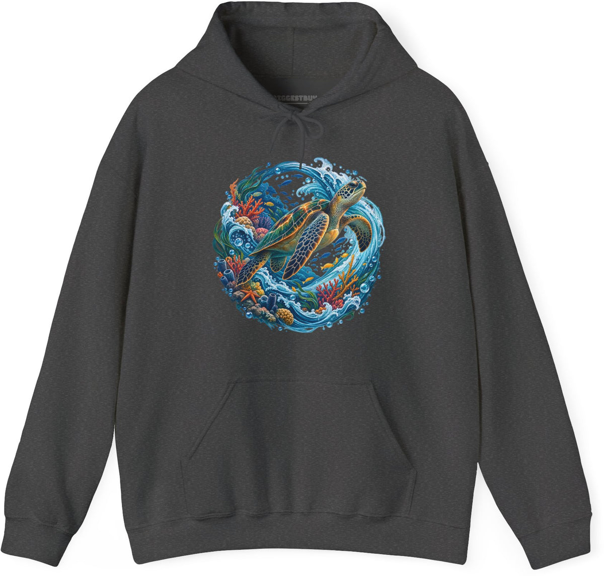 Sea Serenade - Pullover Hoodie in Dark Heather, front view