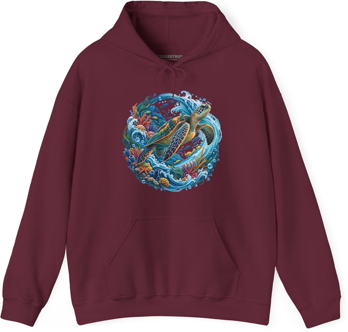 Sea Serenade - Pullover Hoodie in Maroon, front view
