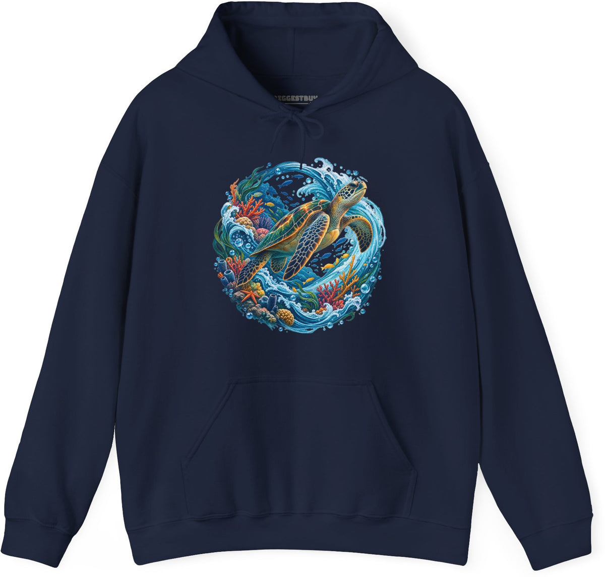 Sea Serenade - Pullover Hoodie in Navy, front view