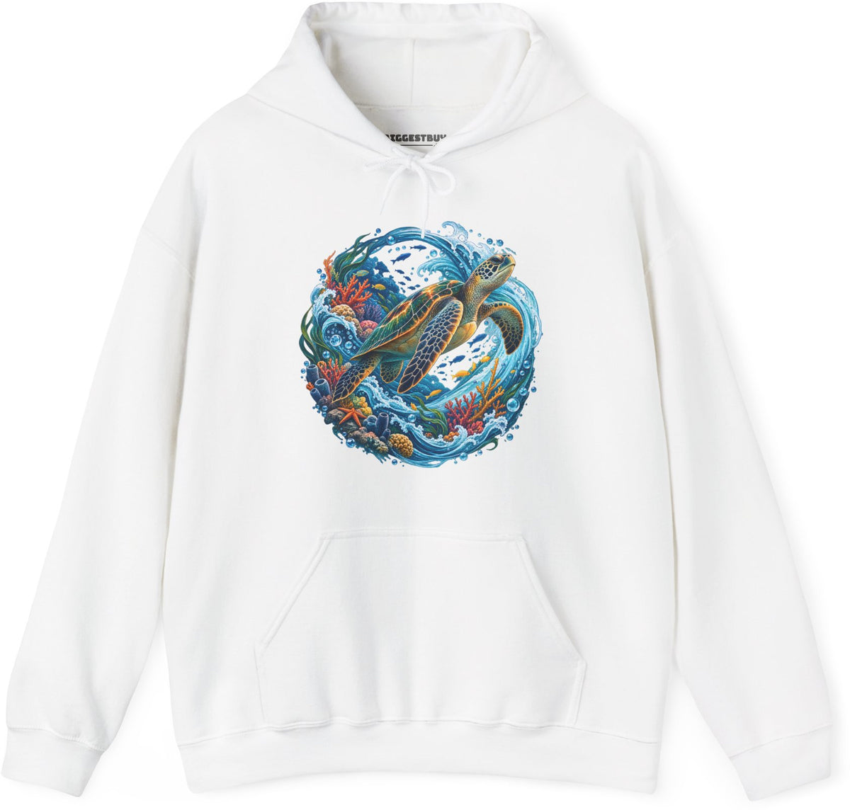 Sea Serenade - Pullover Hoodie in White, front view