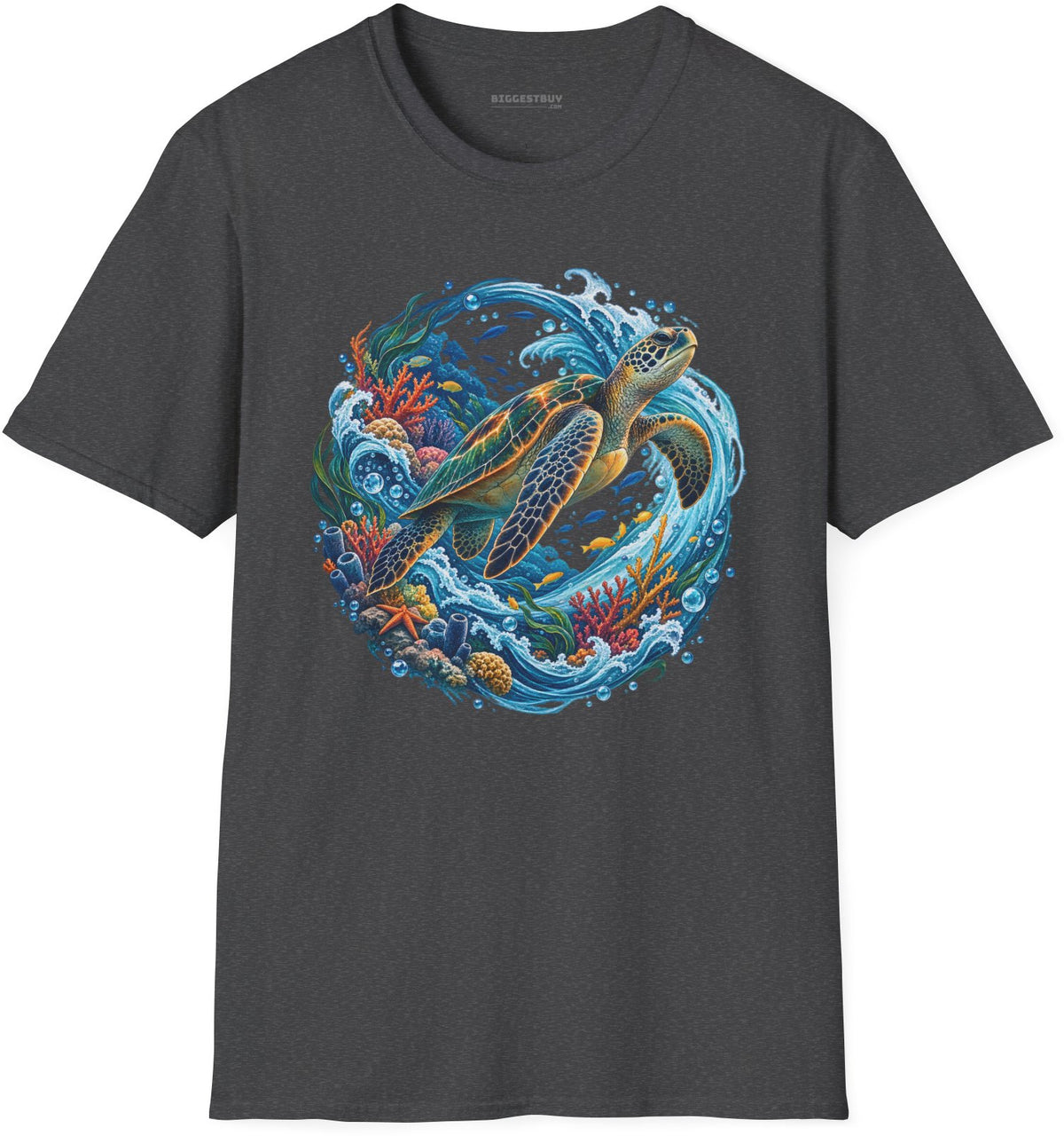 Sea Serenade - Softstyle T-Shirt in Dark Heather, front view