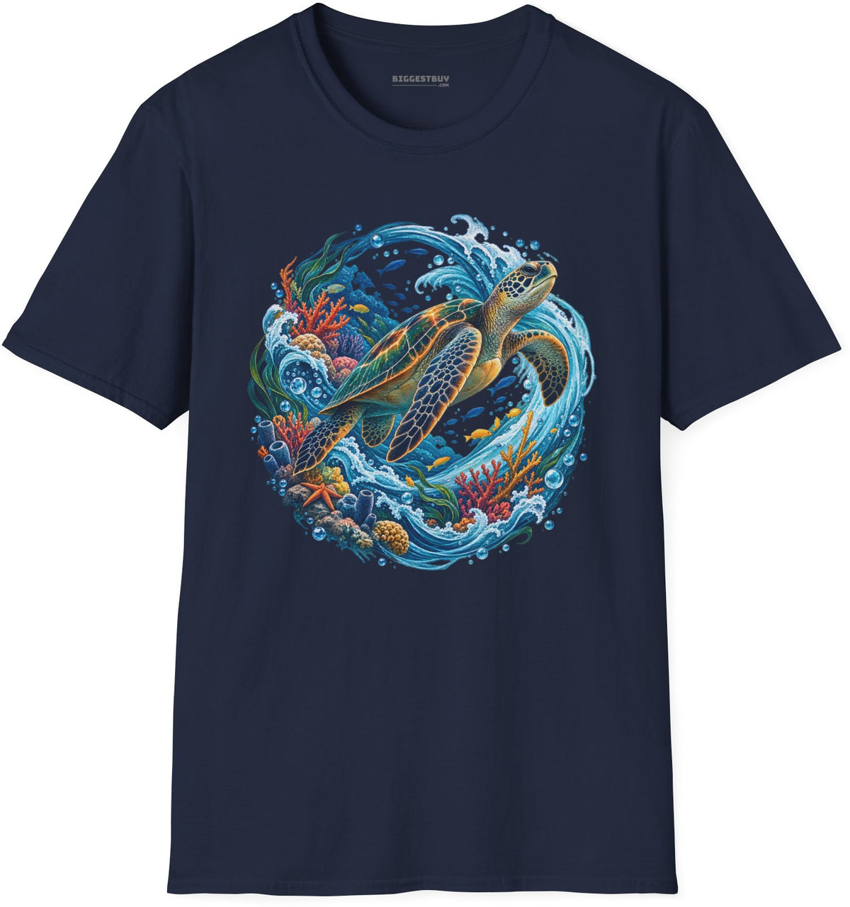 Sea Serenade - Softstyle T-Shirt in Navy, front view