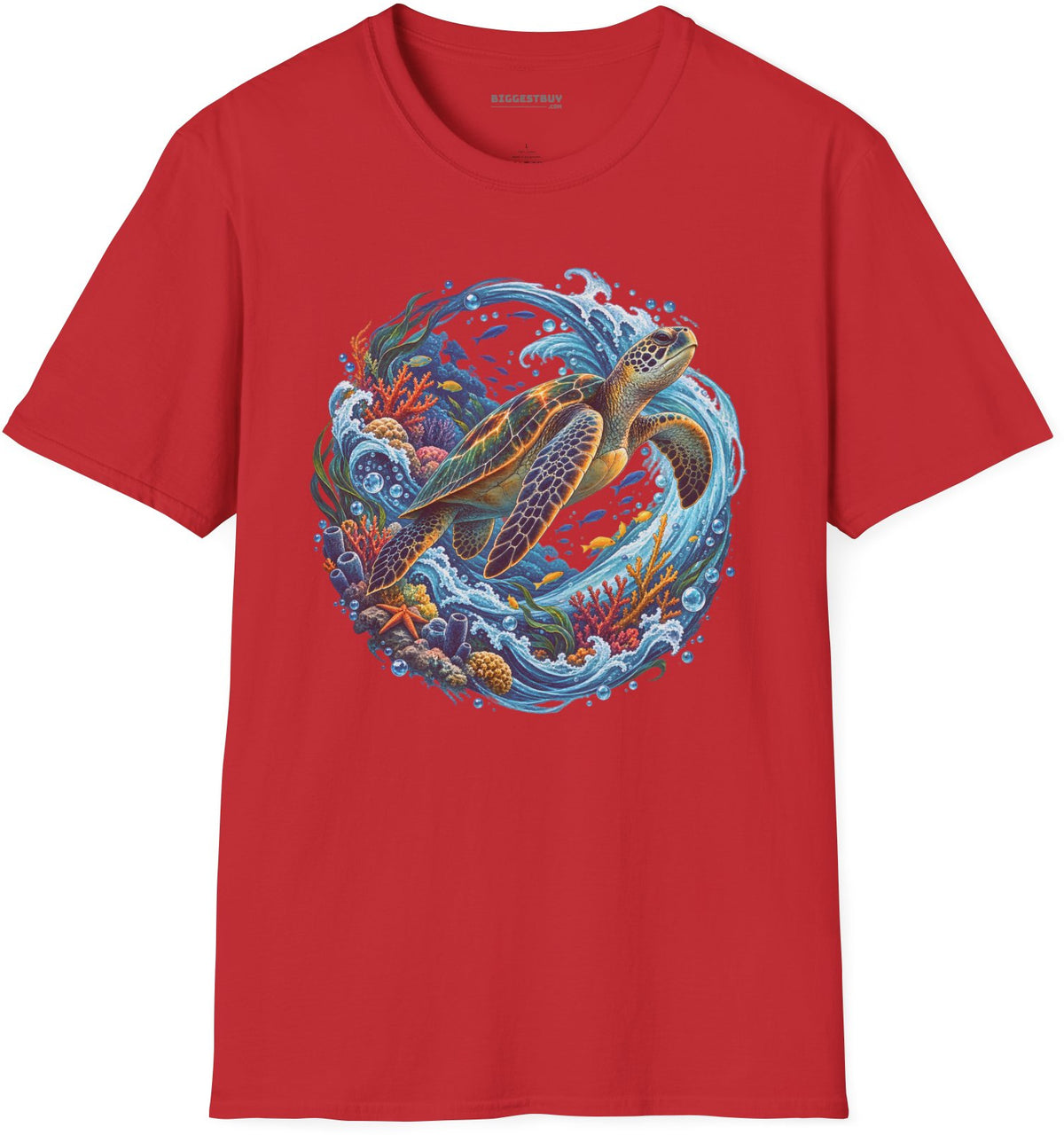 Sea Serenade - Softstyle T-Shirt in Red, front view