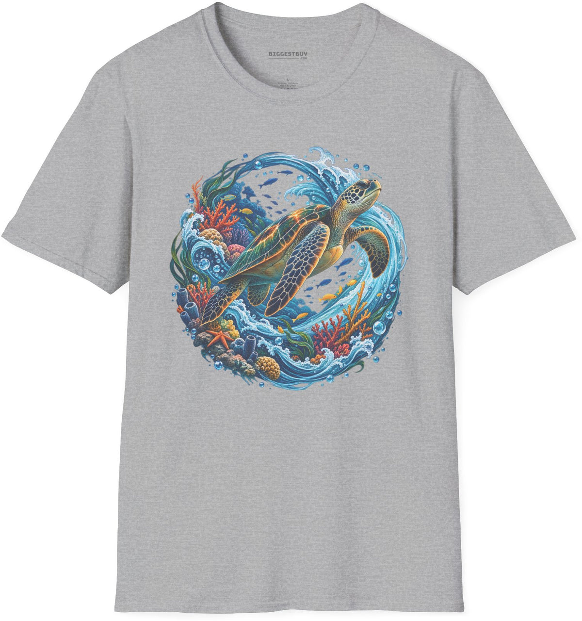 Sea Serenade - Softstyle T-Shirt in Sport Grey, front view
