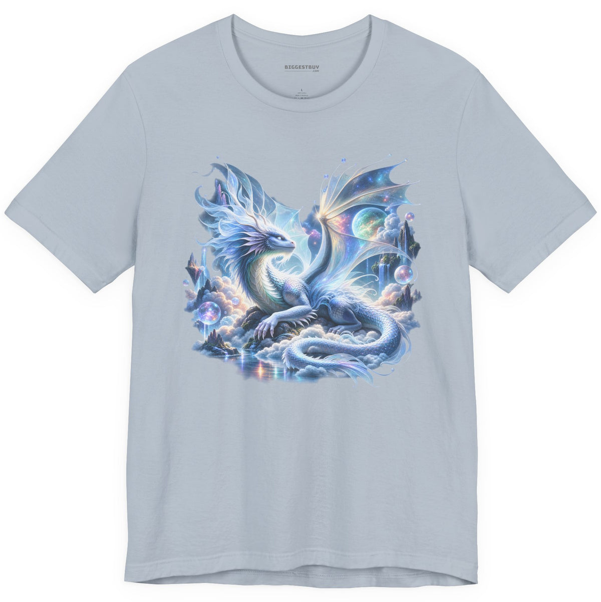Skybound Serpent - Classic Jersey Tee in Light Blue, front view