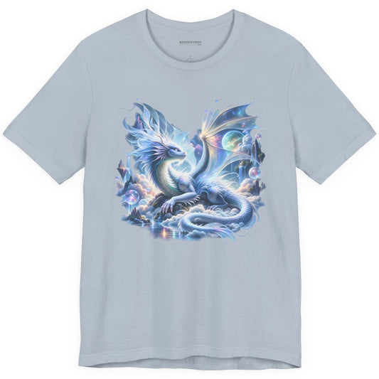 Skybound Serpent - Classic Jersey Tee in Light Blue, front view