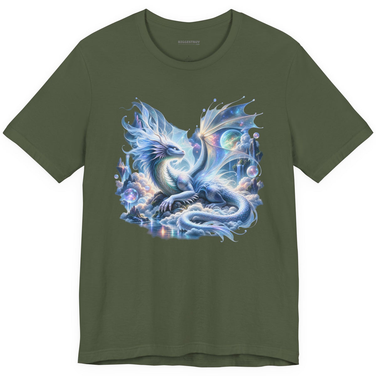 Skybound Serpent - Classic Jersey Tee in Military Green, front view