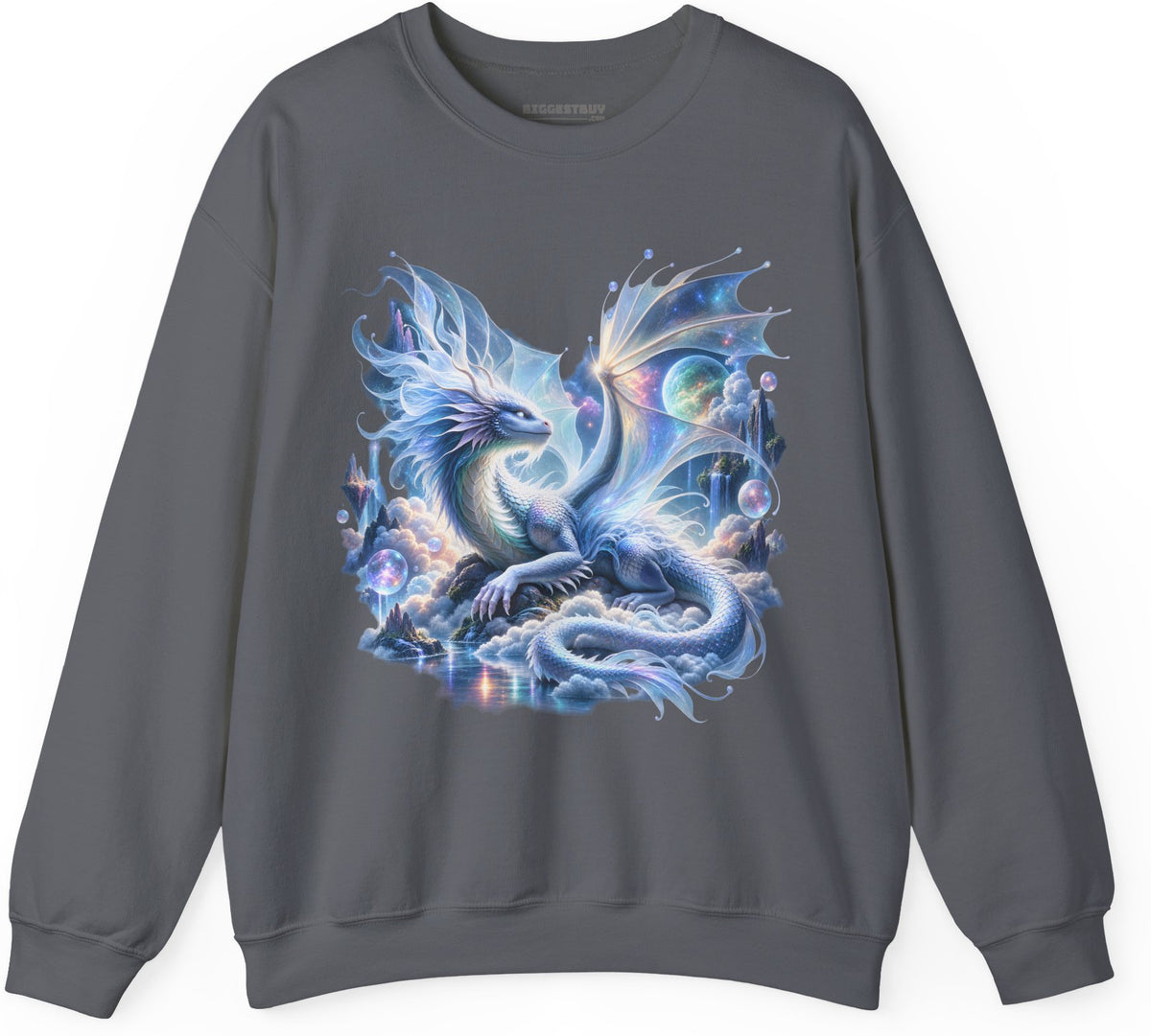 Skybound Serpent - Crewneck Sweatshirt in Charcoal, front view