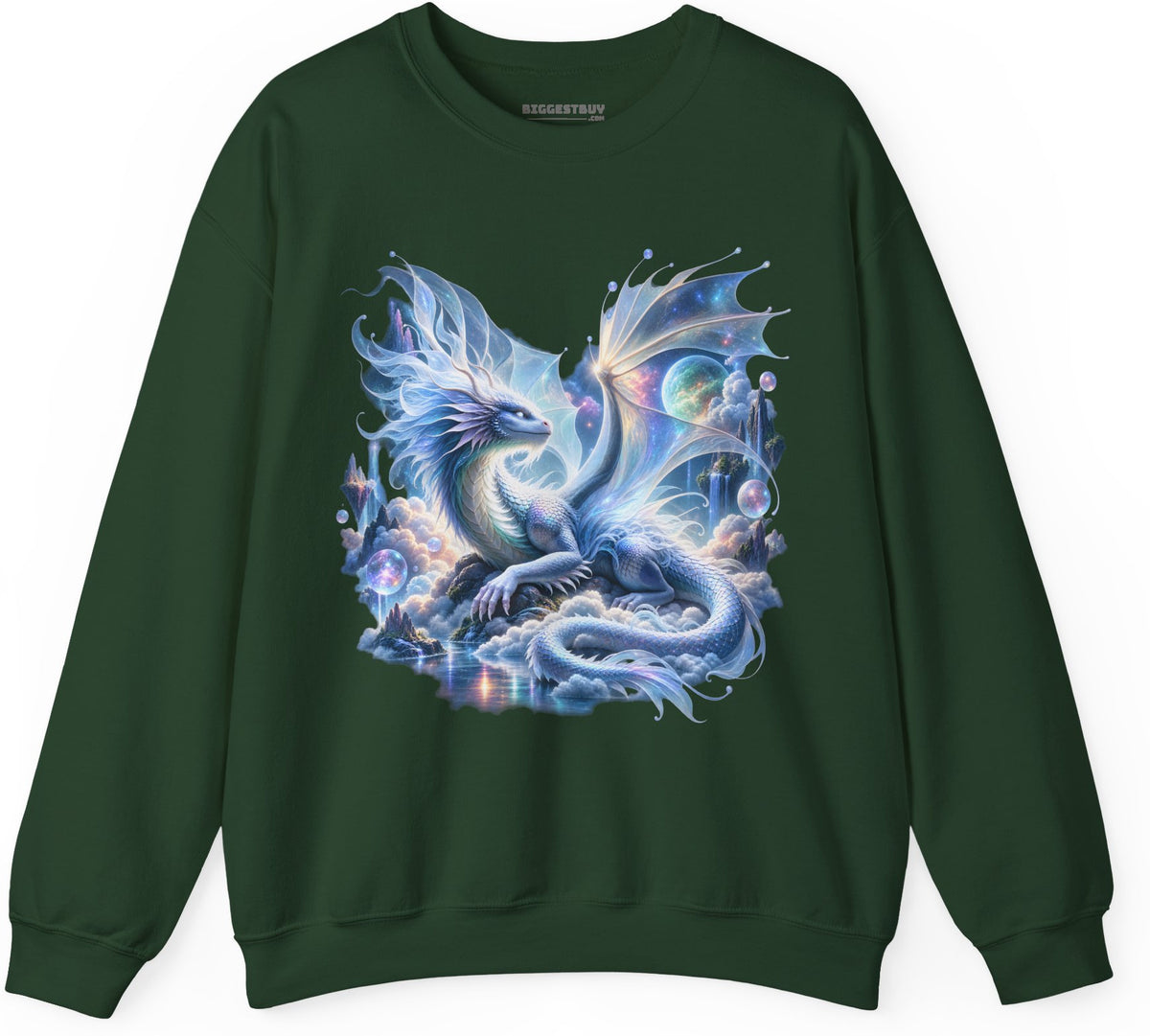 Skybound Serpent - Crewneck Sweatshirt in Forest Green, front view