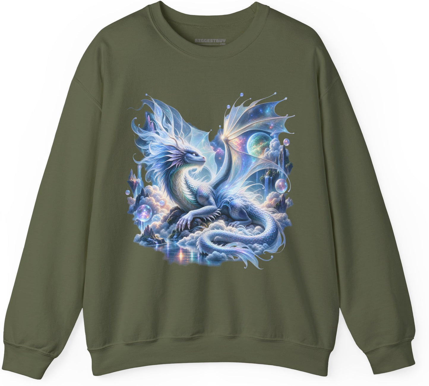 Skybound Serpent - Crewneck Sweatshirt in Military Green, front view
