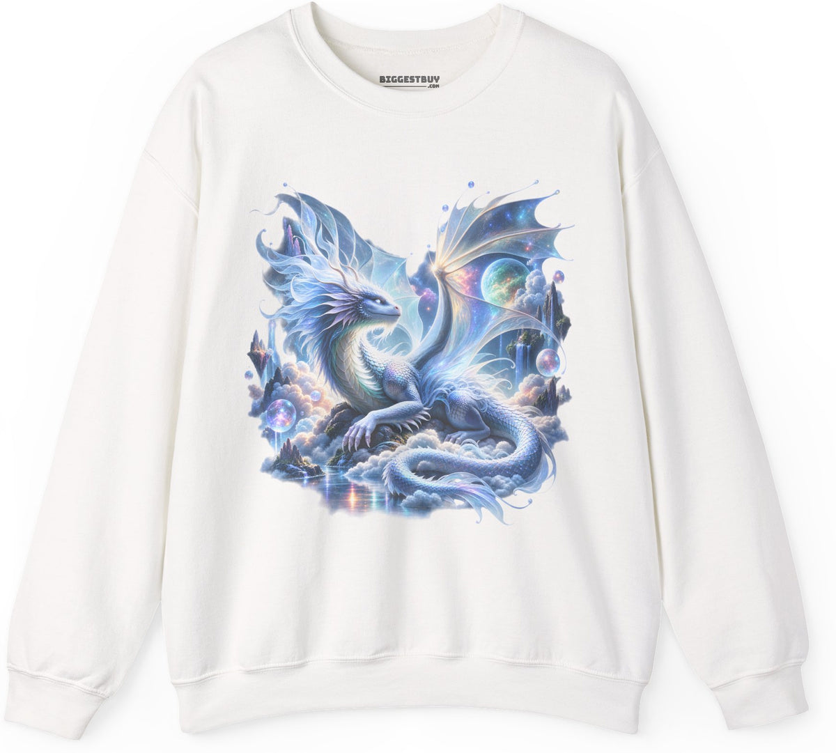 Skybound Serpent - Crewneck Sweatshirt in White, front view