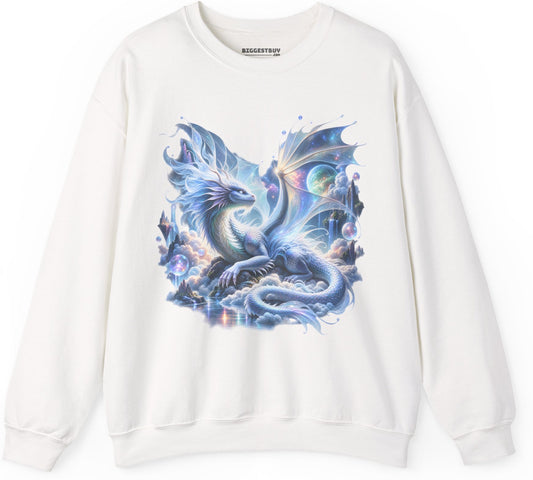 Skybound Serpent - Crewneck Sweatshirt in White, front view