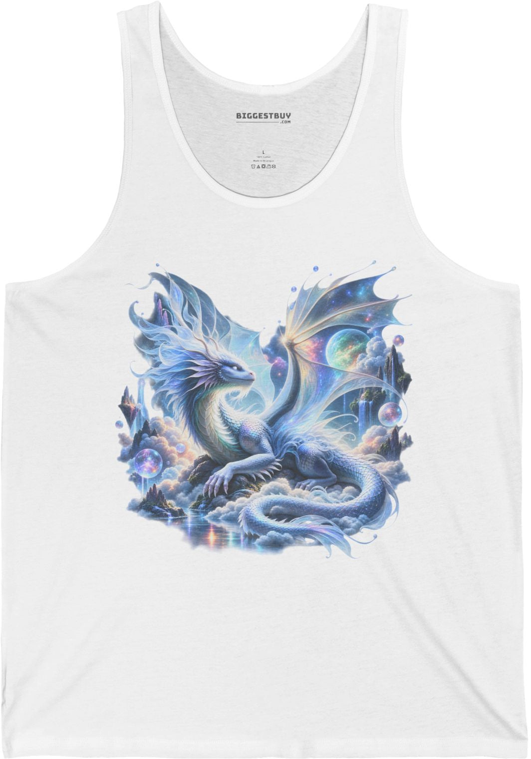 Skybound Serpent - Jersey Tank Top in White, front view