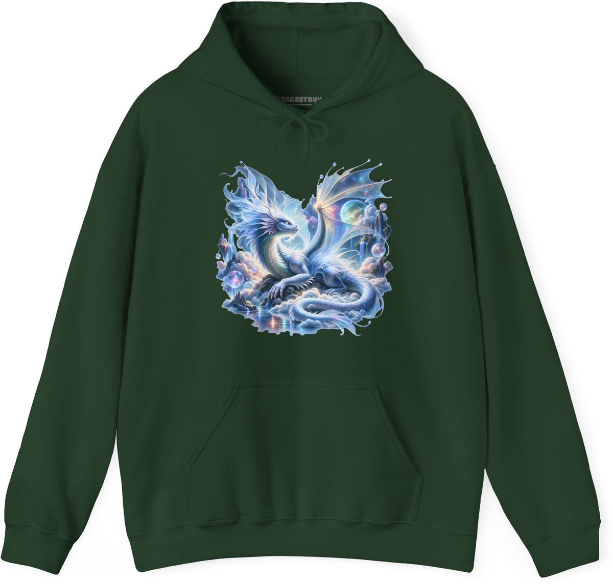Skybound Serpent - Pullover Hoodie in Forest Green, front view