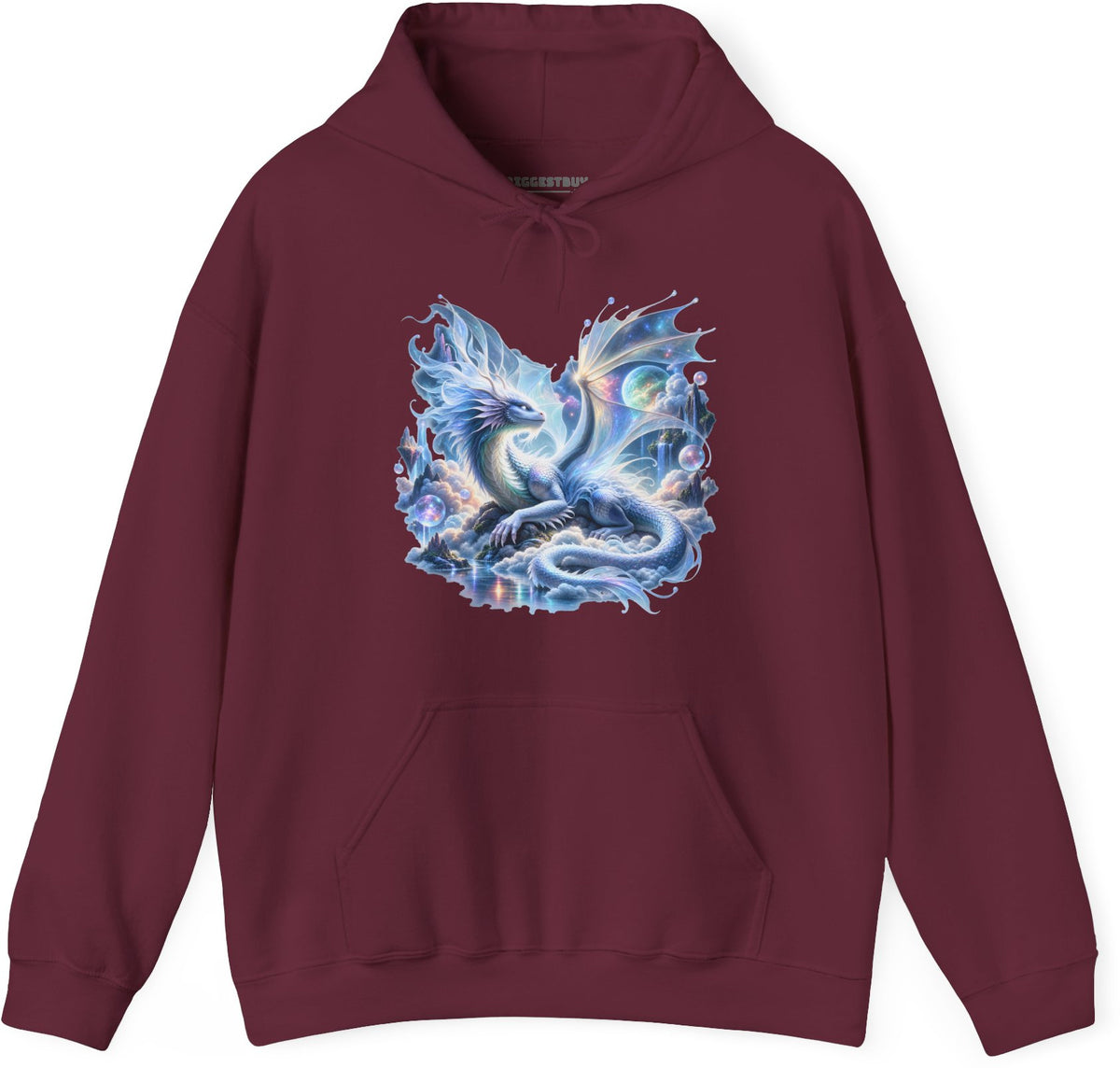 Skybound Serpent - Pullover Hoodie in Maroon, front view