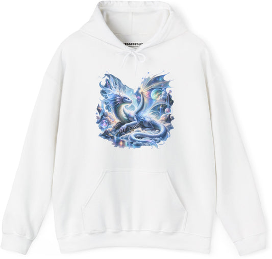 Skybound Serpent - Pullover Hoodie in White, front view