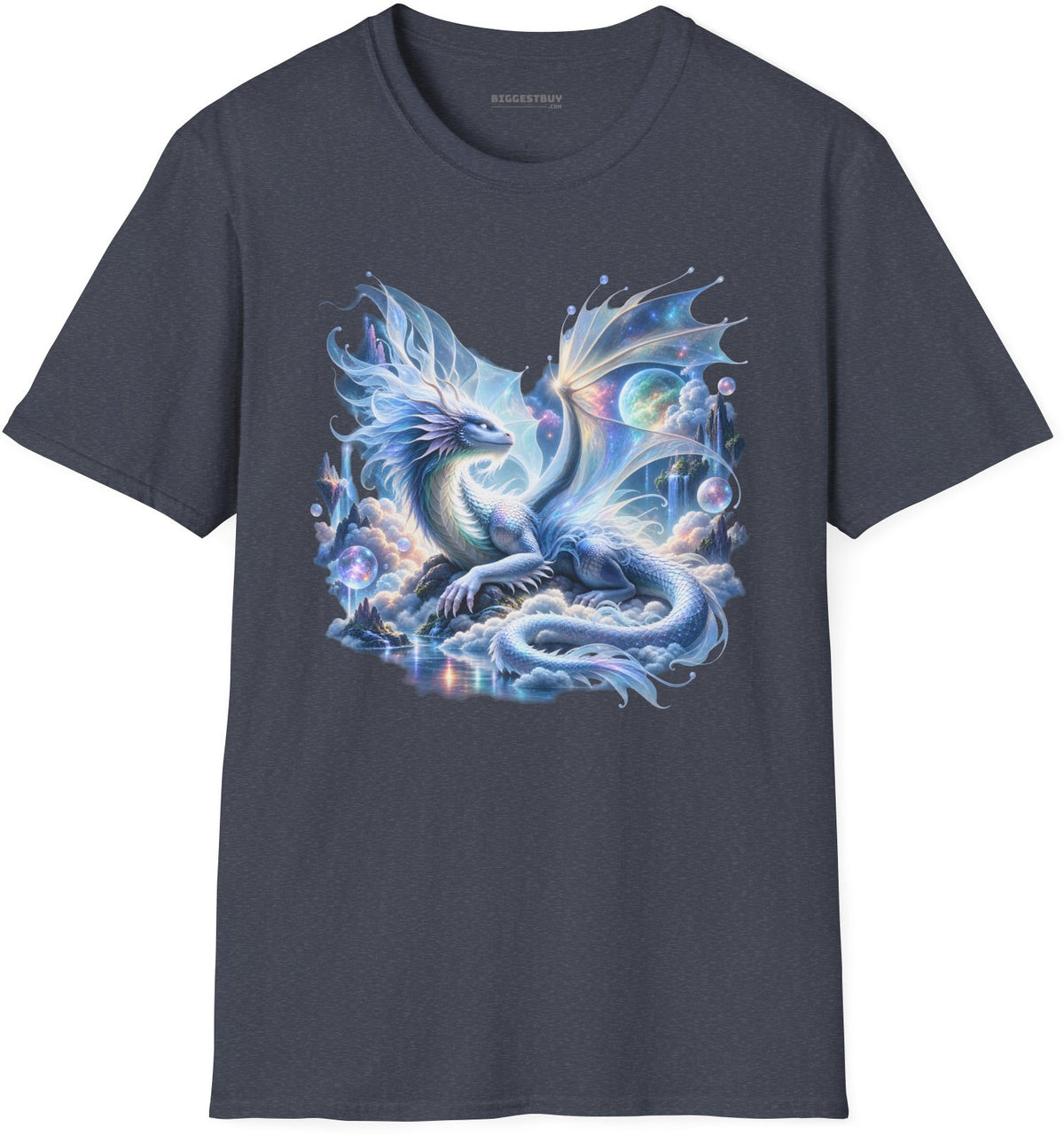Skybound Serpent - Softstyle T-Shirt in Heather Navy, front view