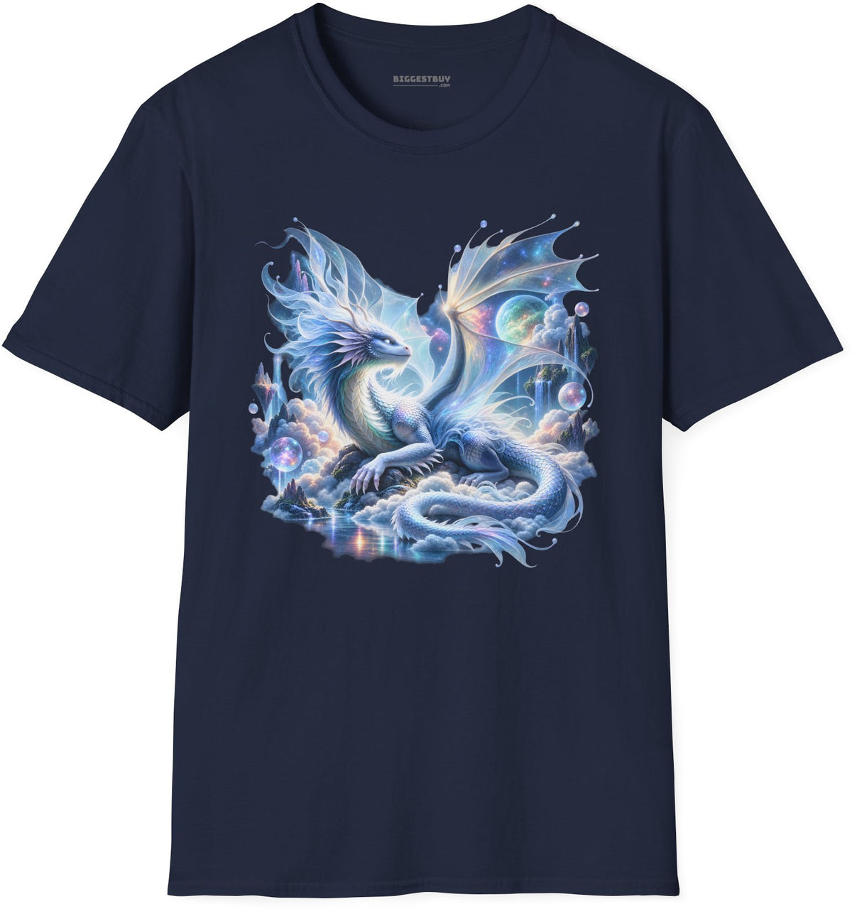 Skybound Serpent - Softstyle T-Shirt in Navy, front view