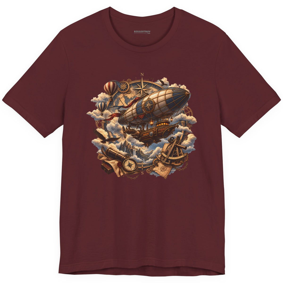 Skybound Voyager - Classic Jersey Tee in Maroon, front view