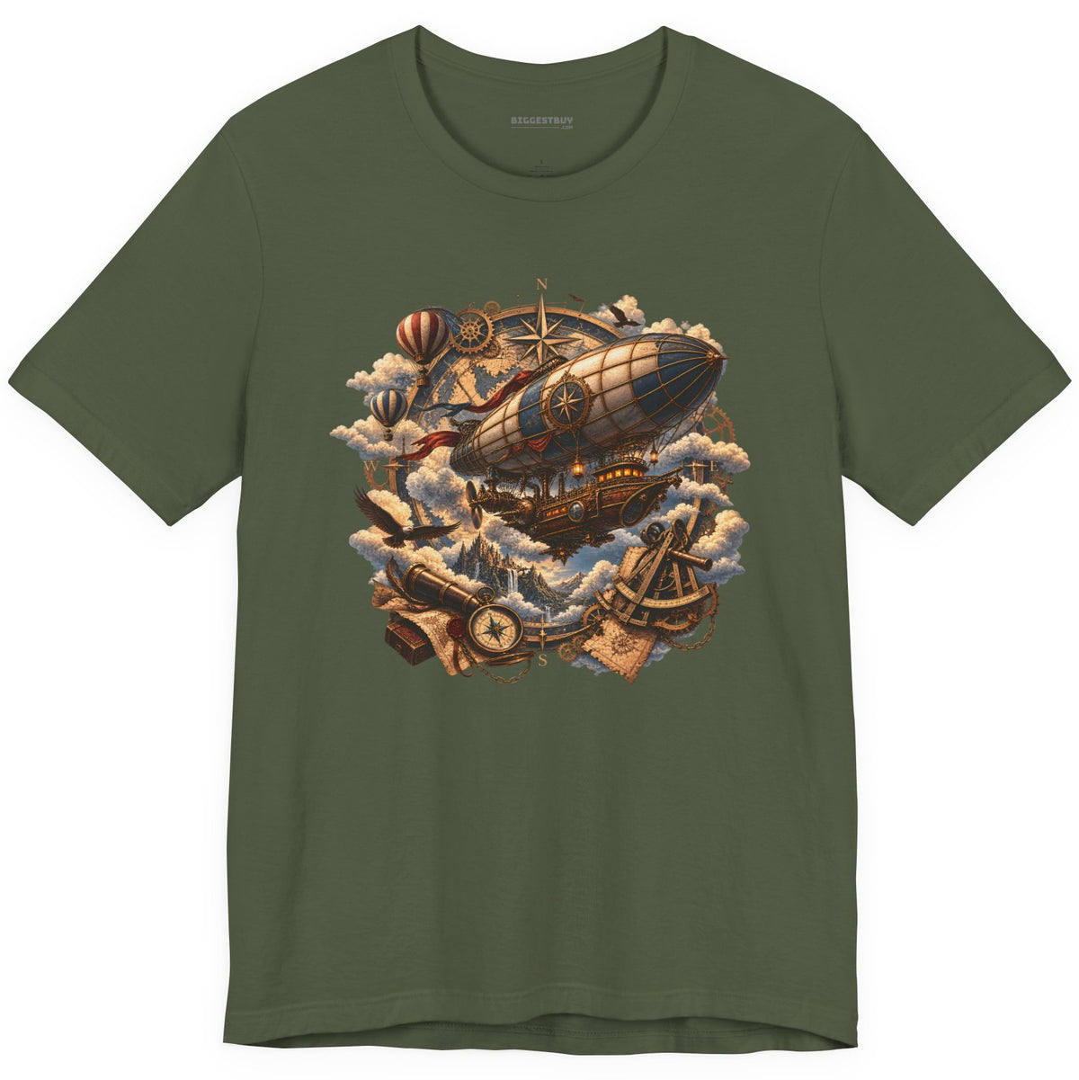 Skybound Voyager - Classic Jersey Tee in Military Green, front view