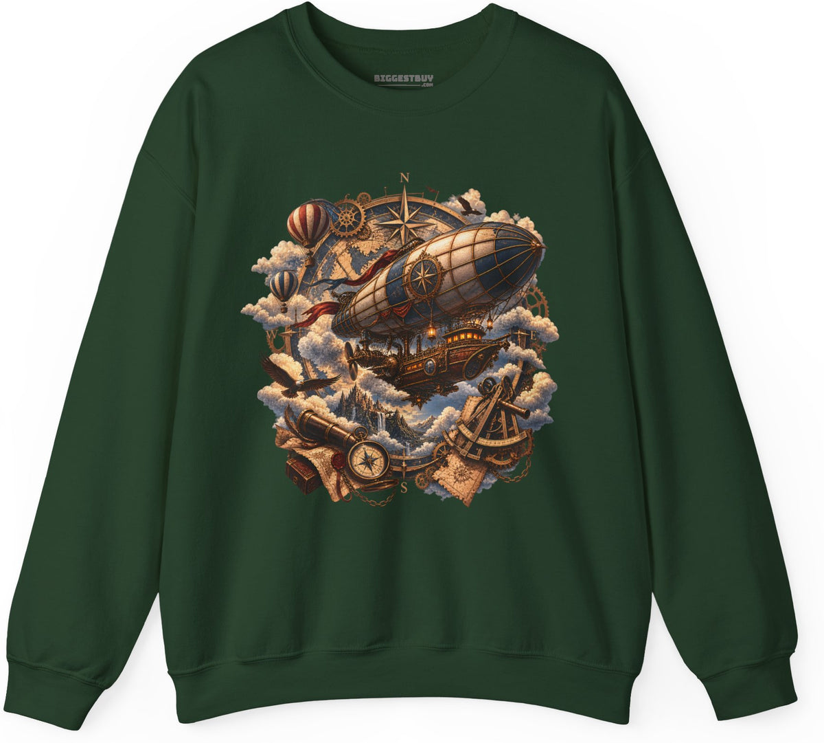 Skybound Voyager - Crewneck Sweatshirt in Forest Green, front view