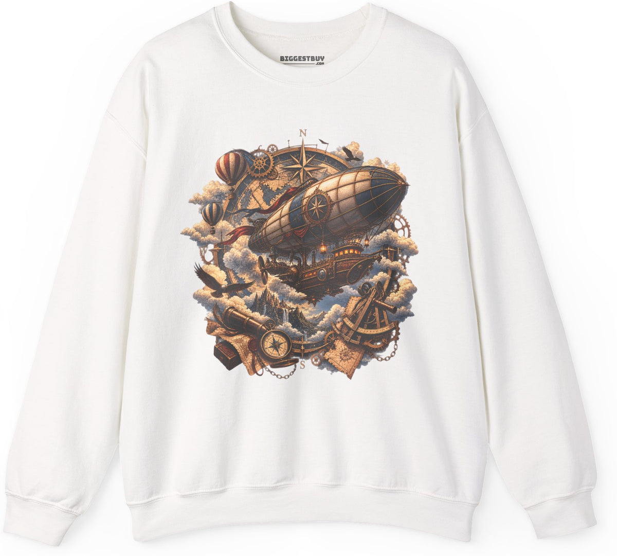 Skybound Voyager - Crewneck Sweatshirt in White, front view