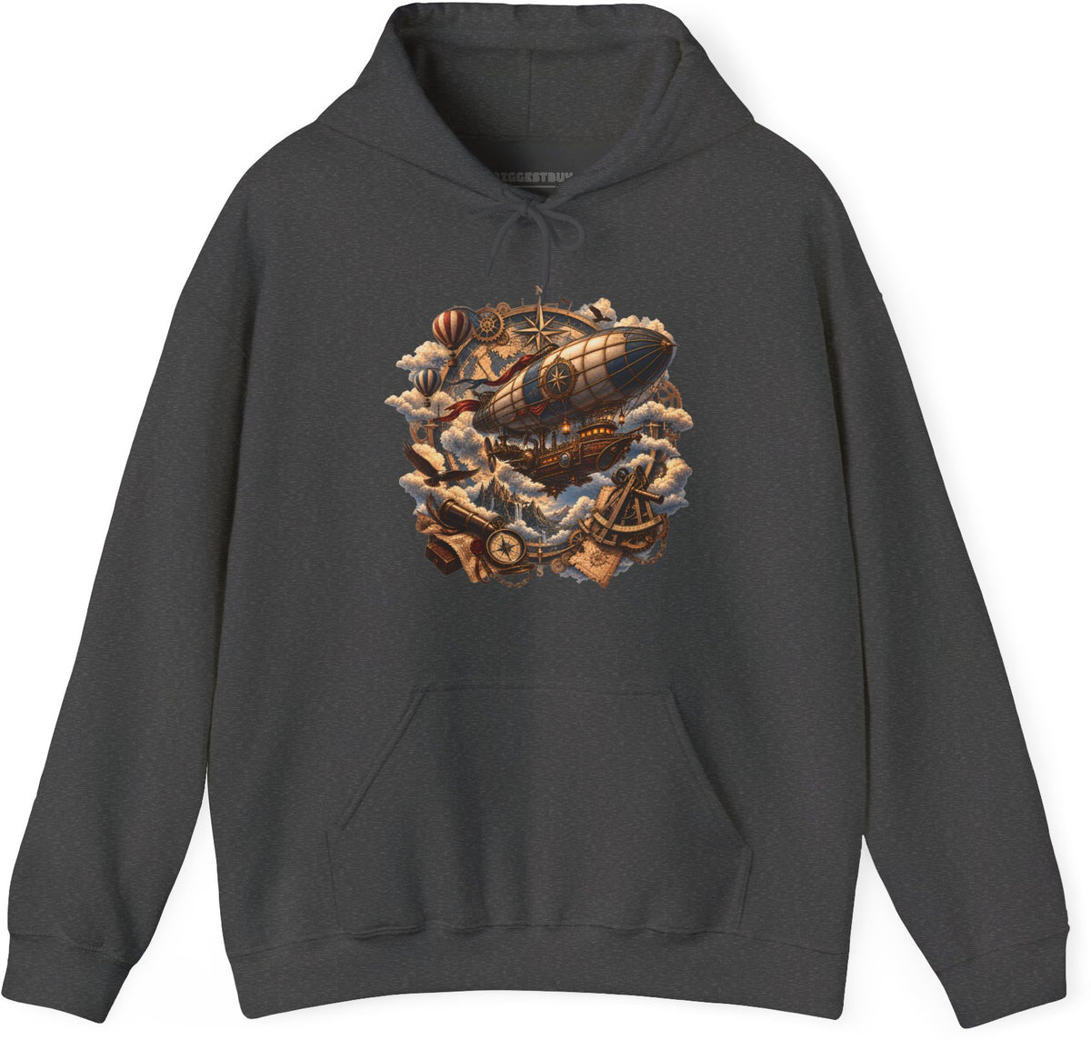 Skybound Voyager - Pullover Hoodie in Dark Heather, front view