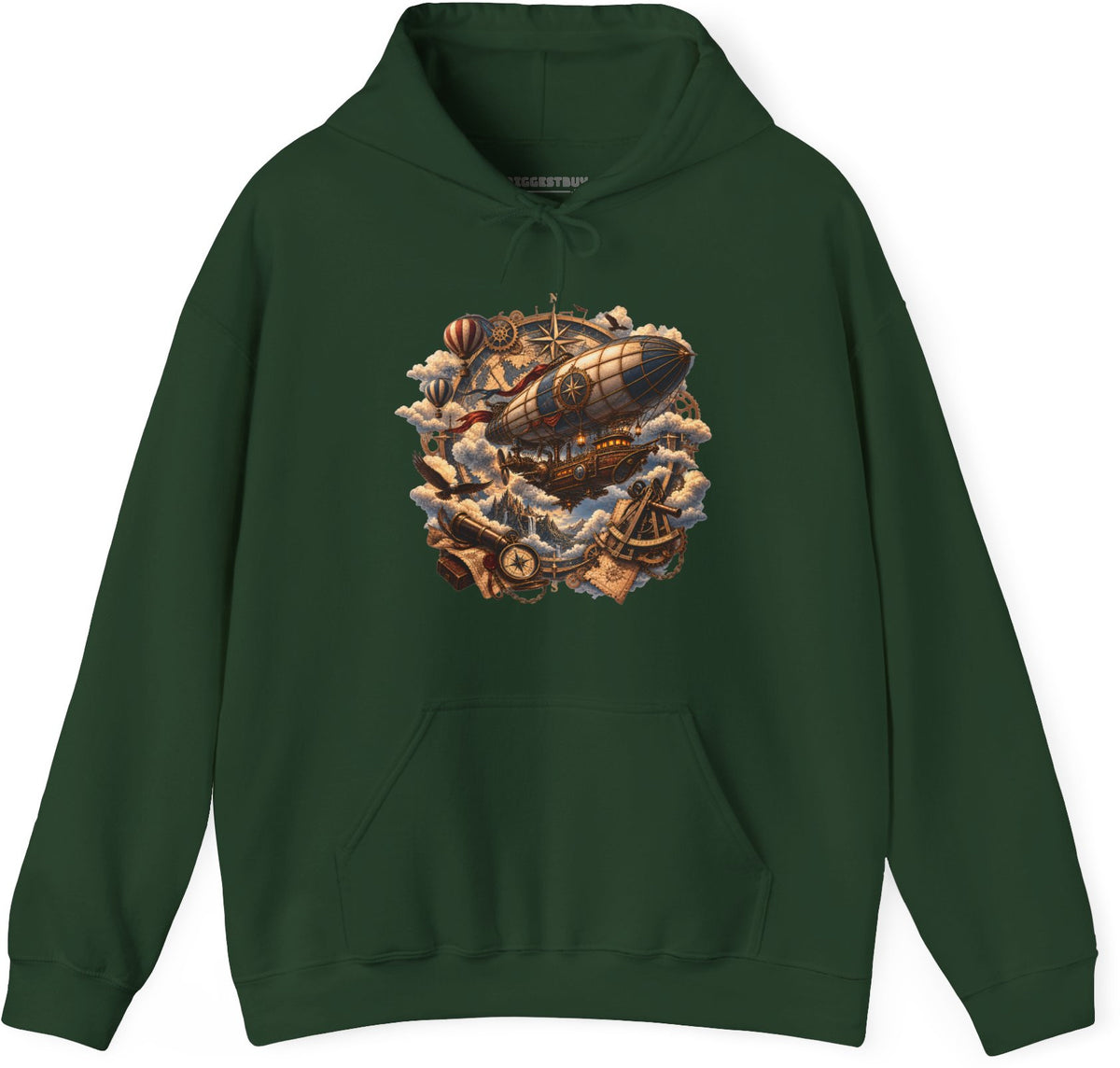 Skybound Voyager - Pullover Hoodie in Forest Green, front view