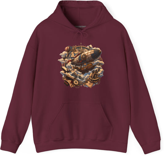 Skybound Voyager - Pullover Hoodie in Maroon, front view