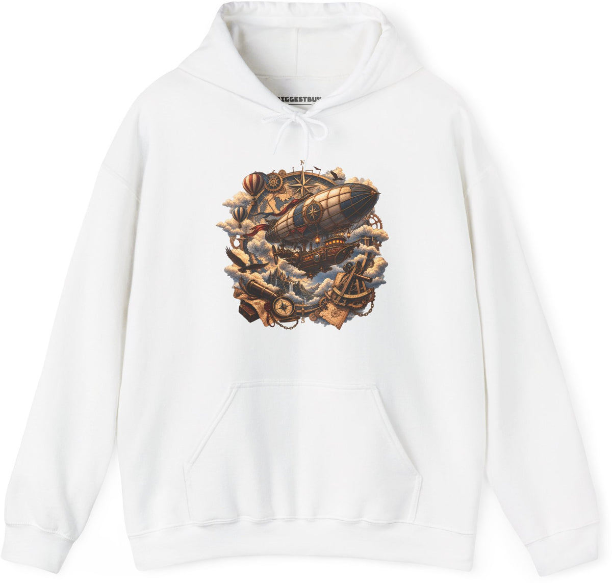 Skybound Voyager - Pullover Hoodie in White, front view