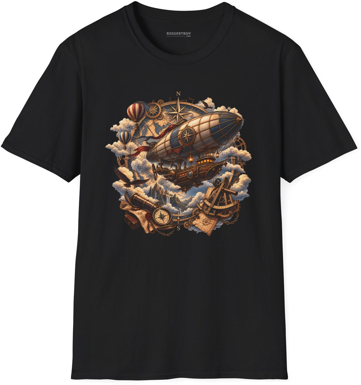 Skybound Voyager - Softstyle T-Shirt in Black, front view
