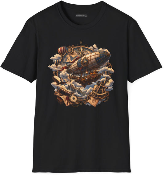 Skybound Voyager - Softstyle T-Shirt in Black, front view