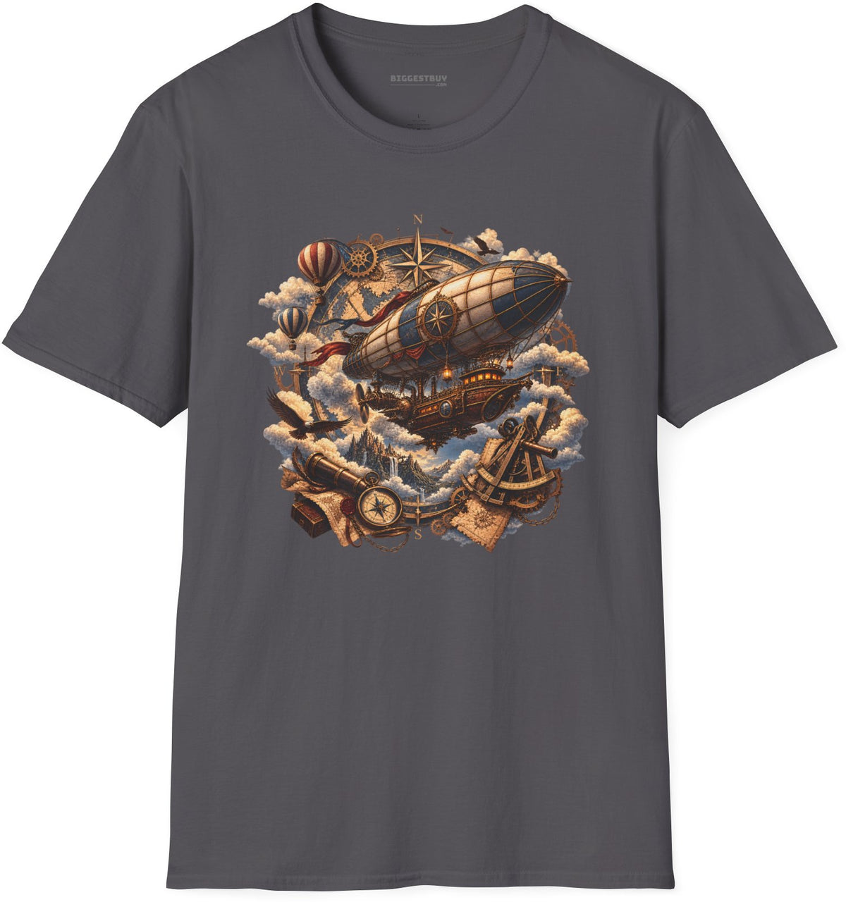 Skybound Voyager - Softstyle T-Shirt in Charcoal, front view