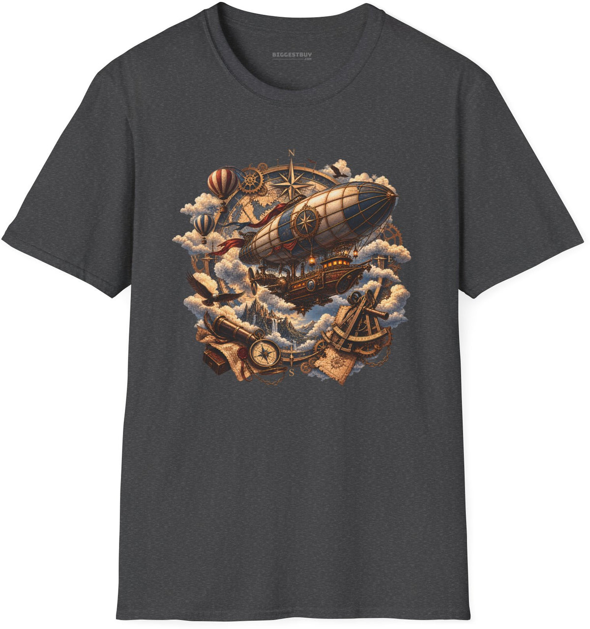 Skybound Voyager - Softstyle T-Shirt in Dark Heather, front view
