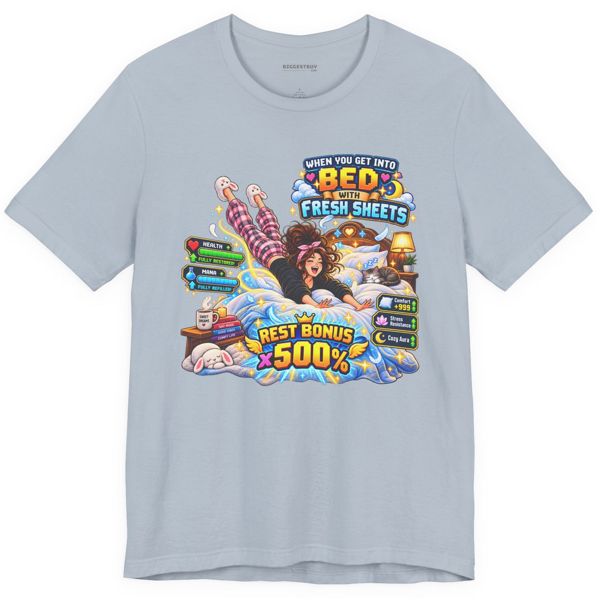 Sleepy Zone - Classic Jersey Tee in Light Blue, front view