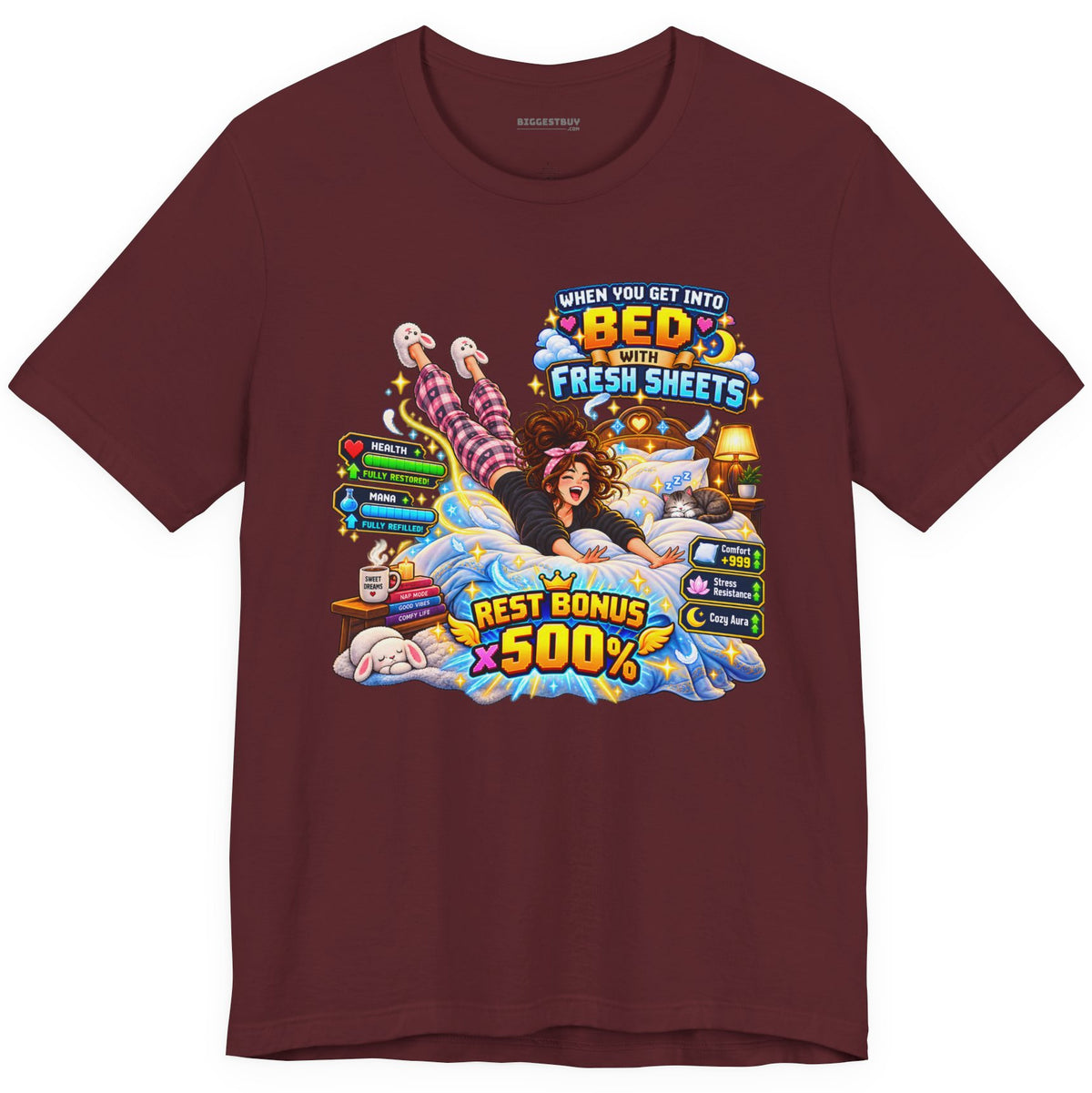 Sleepy Zone - Classic Jersey Tee in Maroon, front view