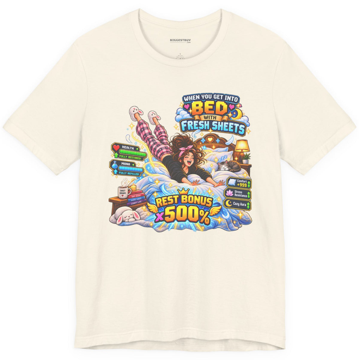 Sleepy Zone - Classic Jersey Tee in Natural, front view