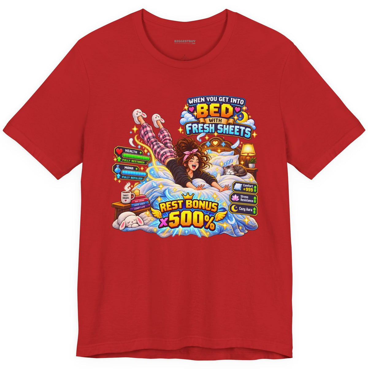 Sleepy Zone - Classic Jersey Tee in Red, front view