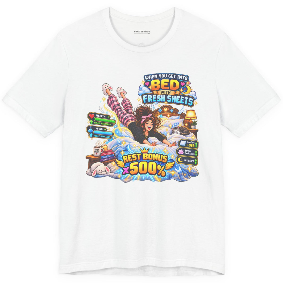 Sleepy Zone - Classic Jersey Tee in White, front view