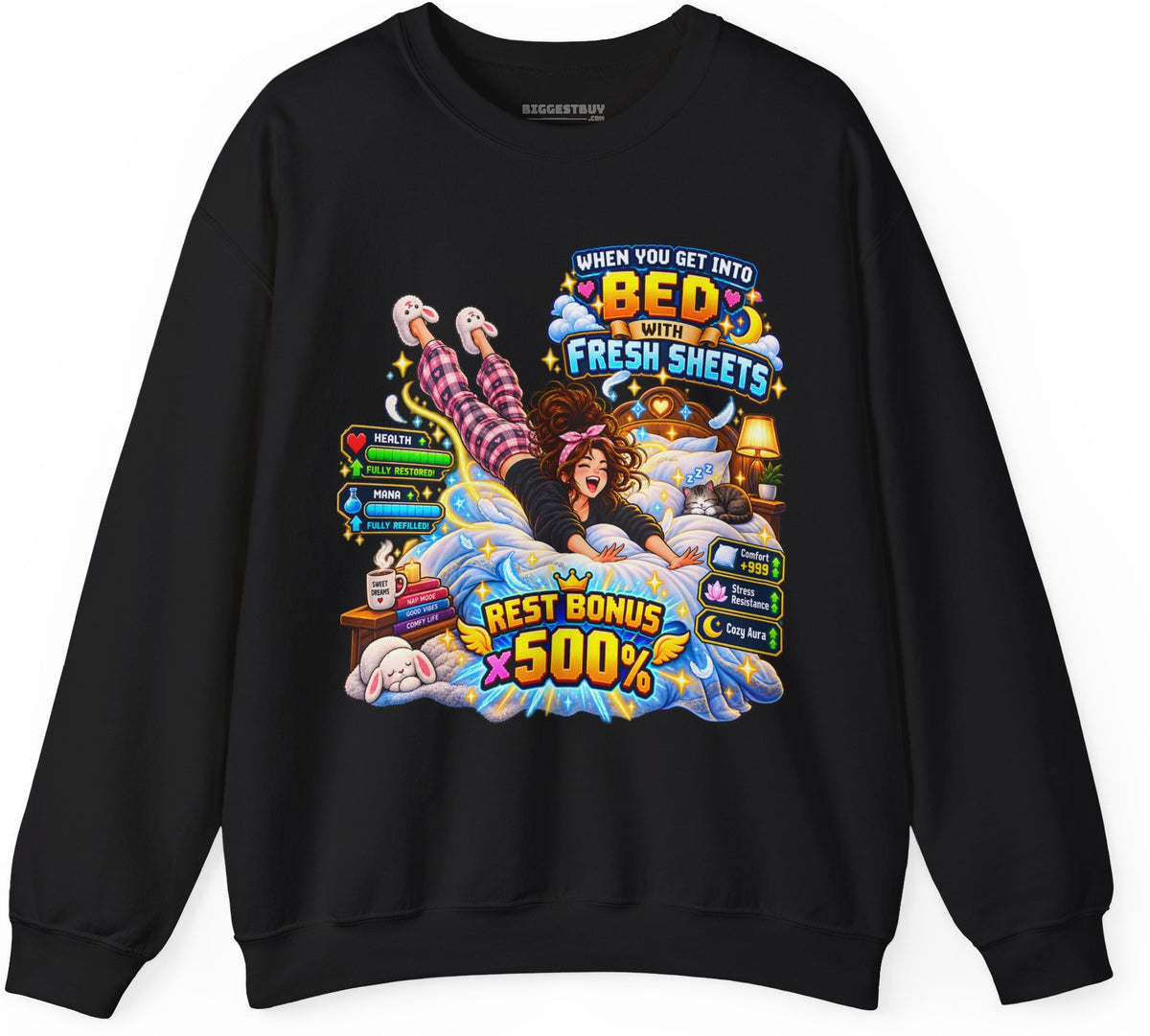 Sleepy Zone - Crewneck Sweatshirt in Black, front view