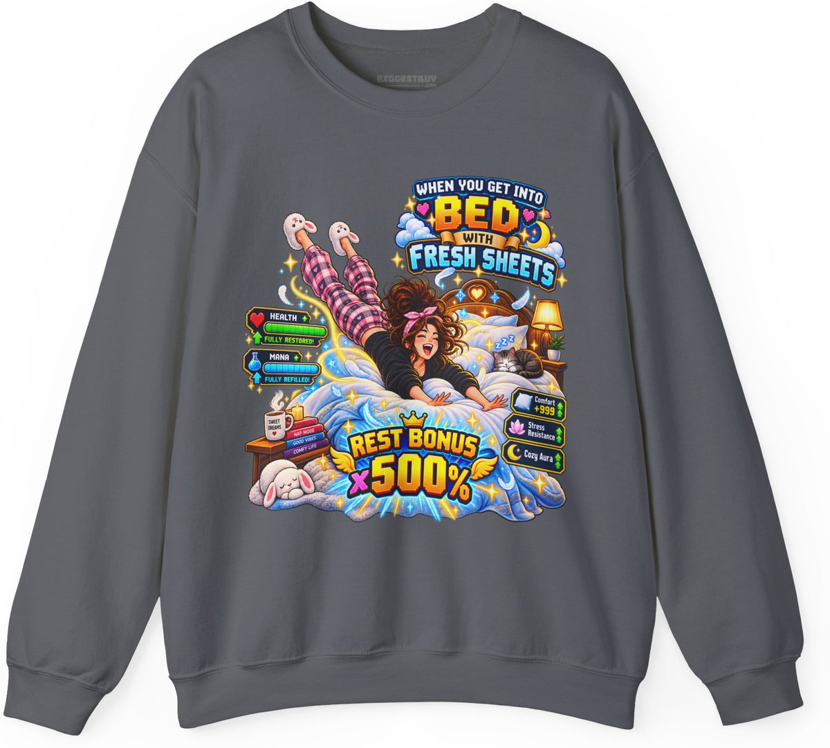 Sleepy Zone - Crewneck Sweatshirt in Charcoal, front view