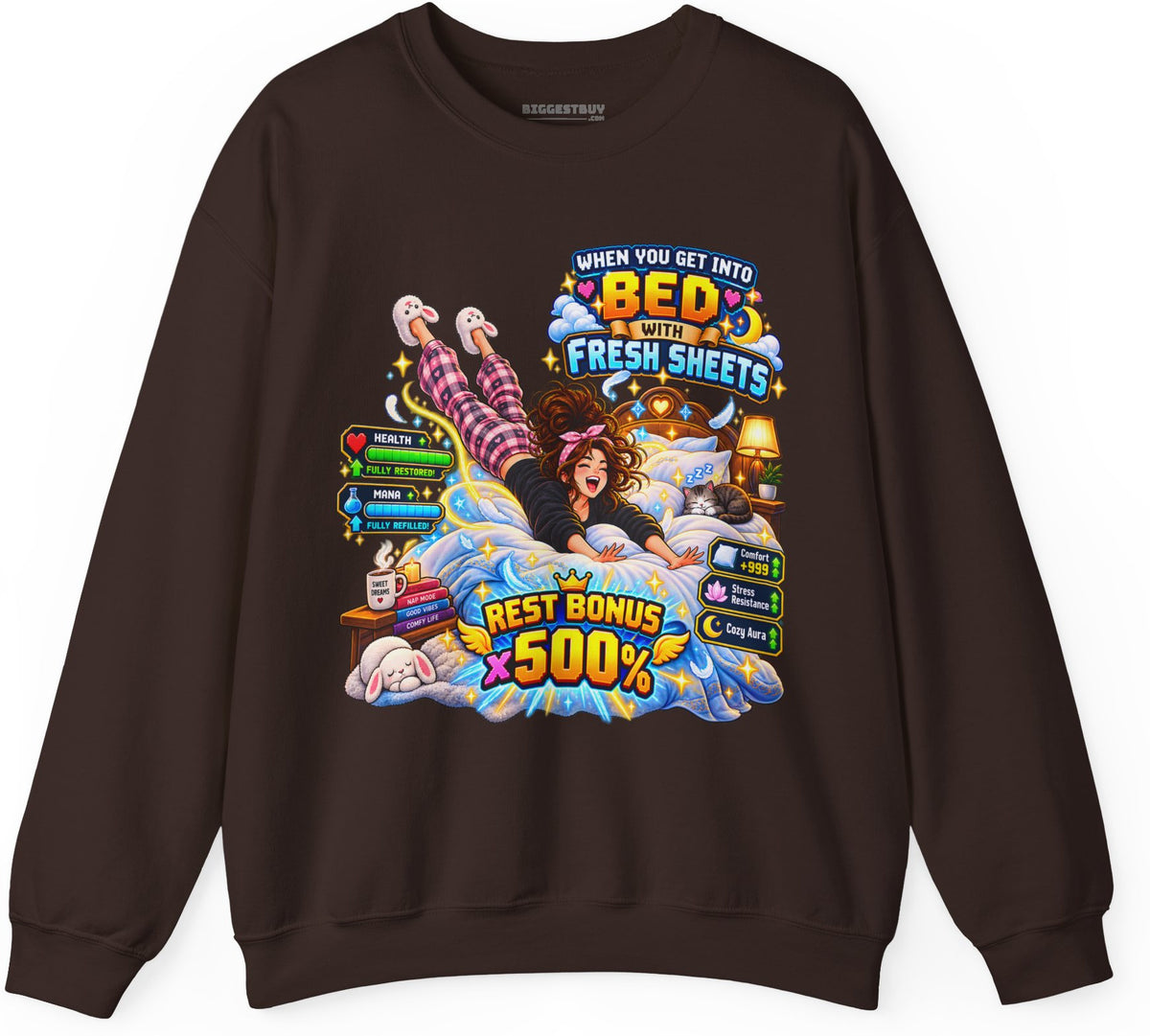 Sleepy Zone - Crewneck Sweatshirt in Dark Chocolate, front view
