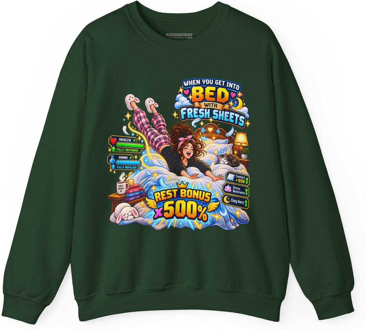 Sleepy Zone - Crewneck Sweatshirt in Forest Green, front view